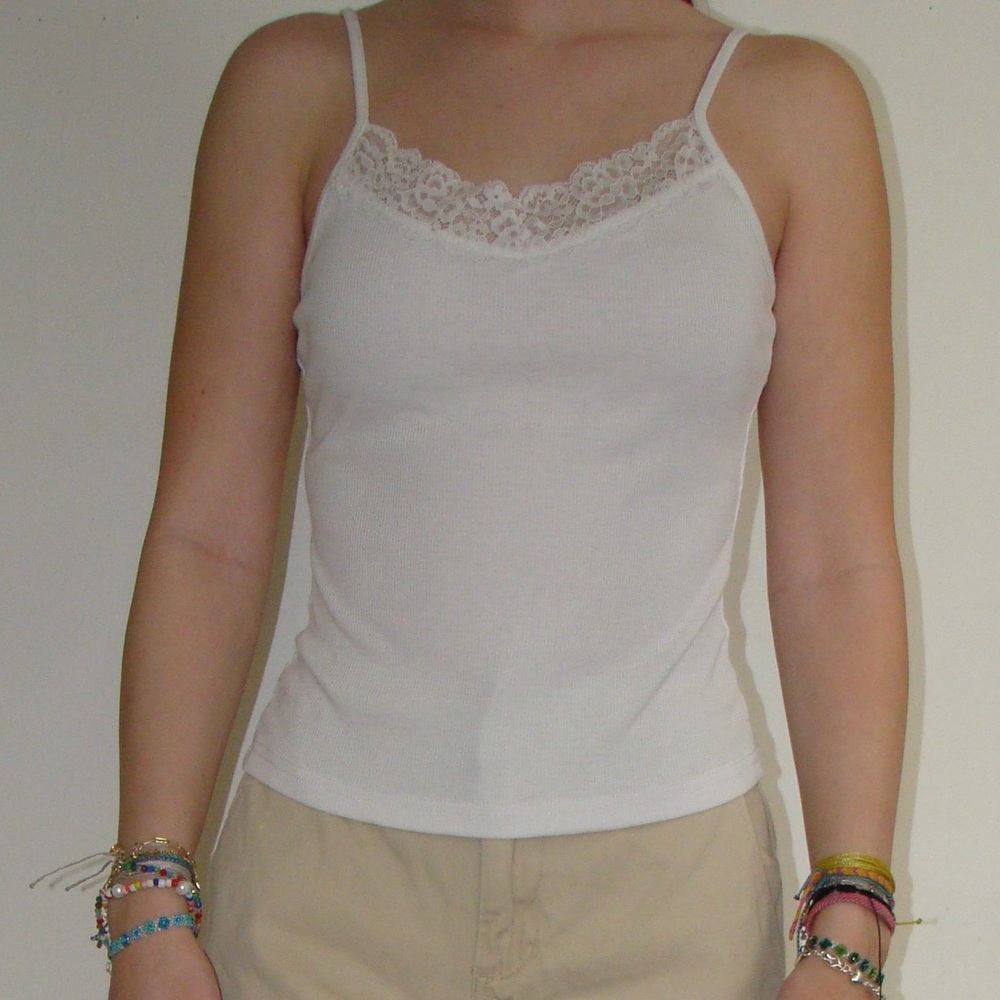 lace front white tank top